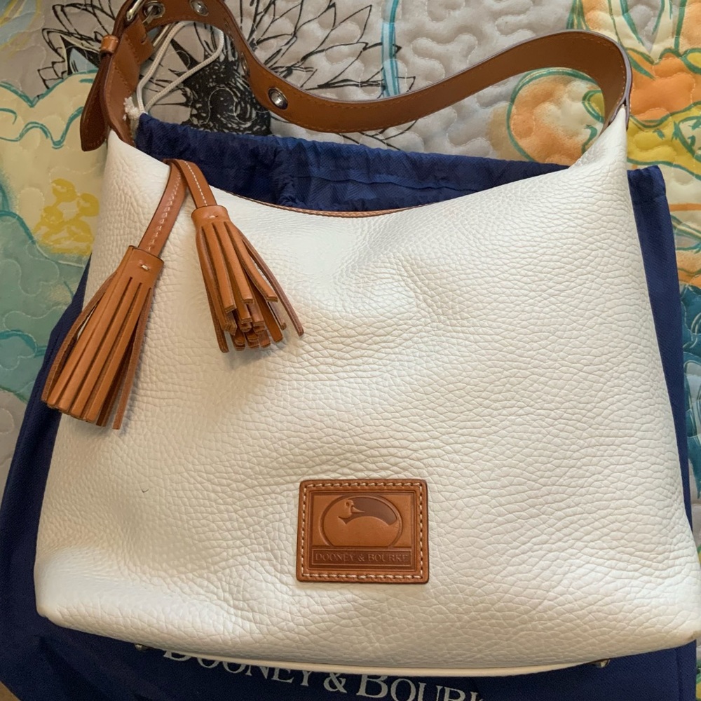 White & tan Dooney and Bourke leather bag